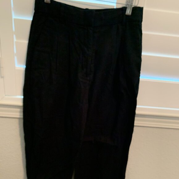 Abercrombie & Fitch NEW Linen-Blend Tailored Wide Leg Pant Black Small Short - Picture 1 of 8